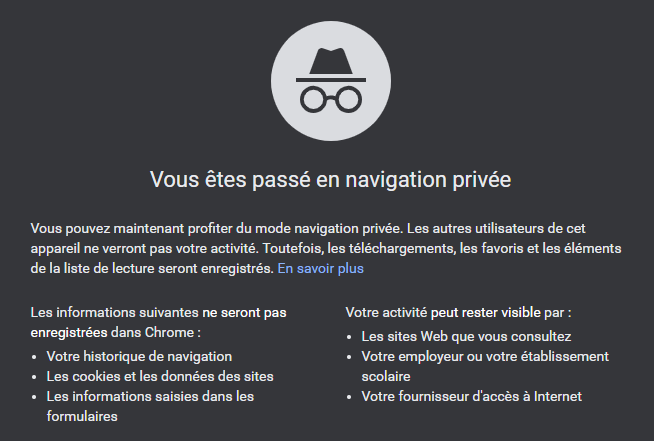 Utiliser le mode incognito